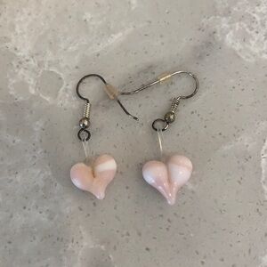 Handmade glass heart earrings